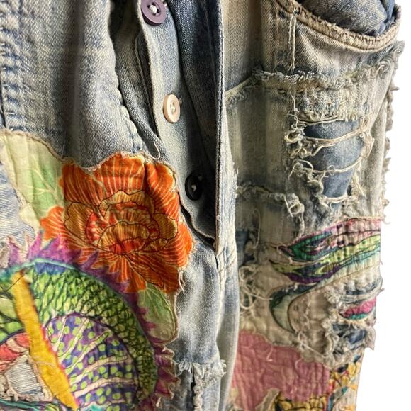 NWT Magnolia Pearl Sea Dragon Applique Miners Denims Faded Indigo Patches OS - Picture 7 of 16